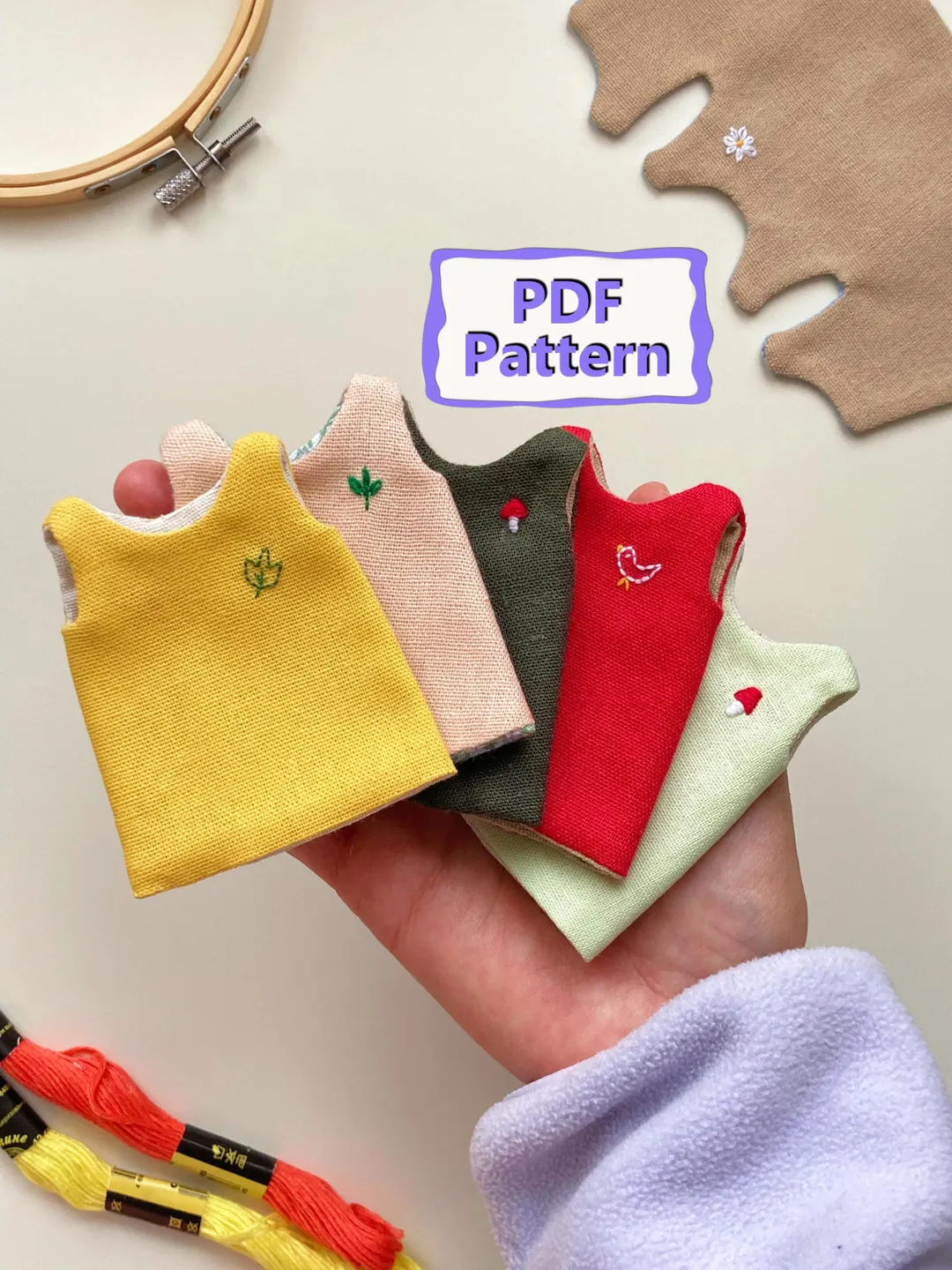 Linen Doll Dress Pattern • Mini Toy Clothes Sewing Tutorial • Reversible Fabric Outfit PDF