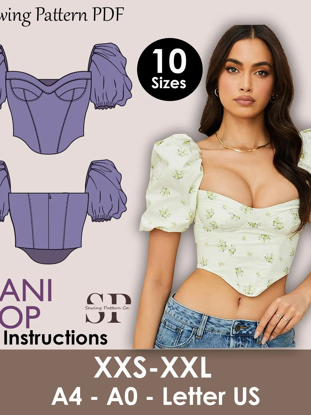 corset top dress sewing pattern Bishop Sleeve Corset Top Sewing Pattern Romantic Bodice (PDF Pattern)