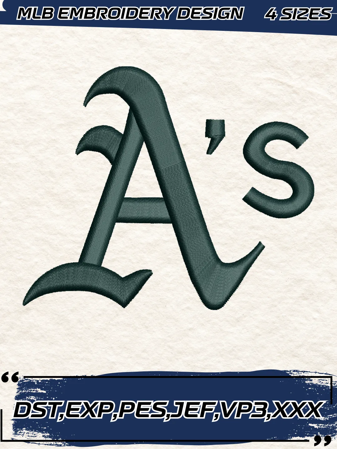 Athletics Cap Logo Embroidery Design,MLB Logo Embroidery Design,Machine Embroidery Design File,4 Sizes, Digital Download