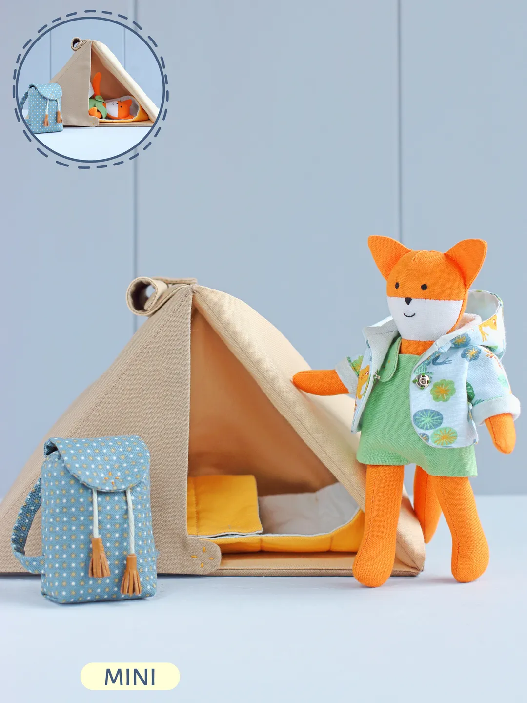 2 PDF Mini Fox and Camping Set Sewing Patterns Bundle