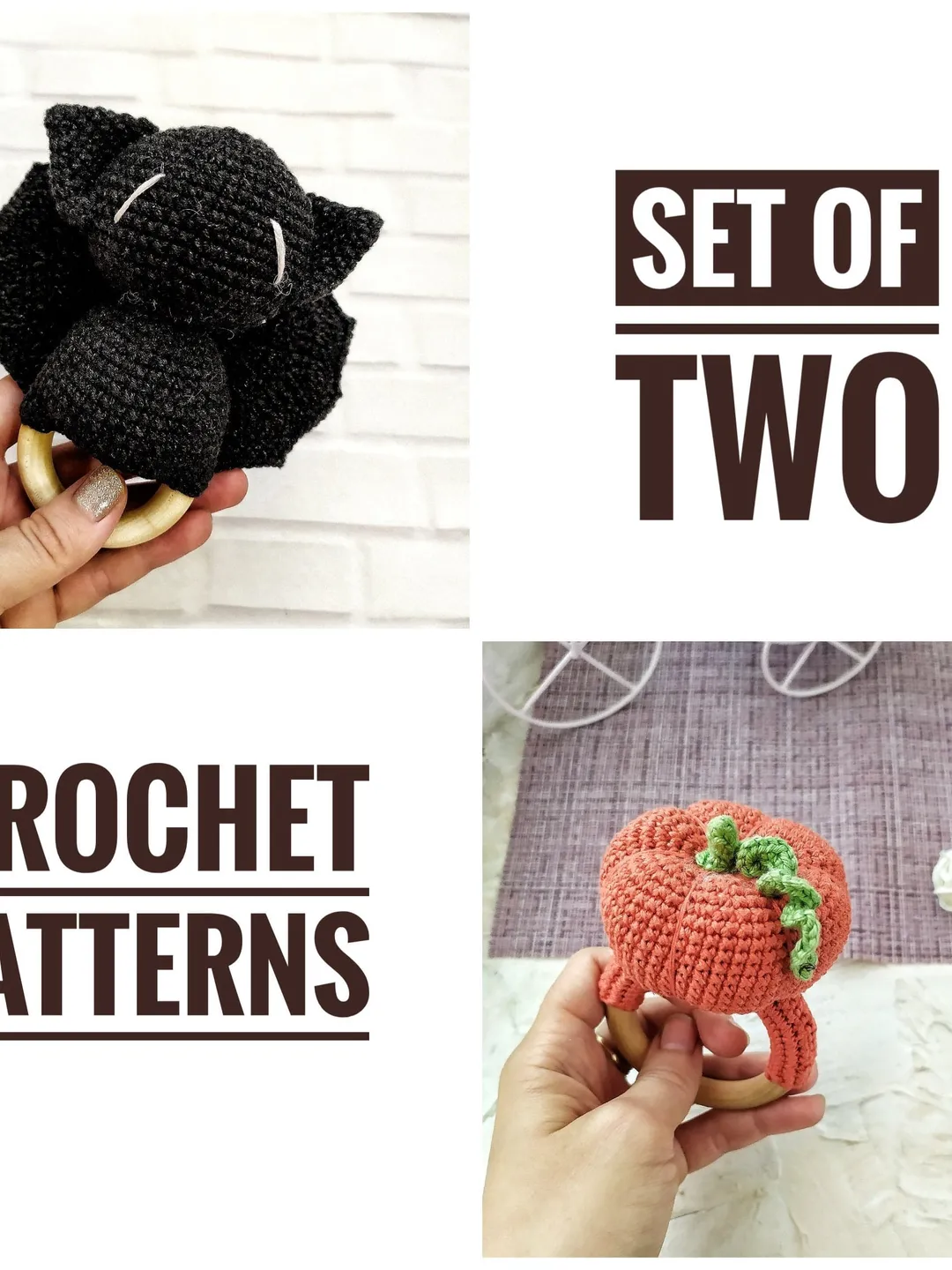 Halloween toys Crochet PATTERNS Baby bat pattern Halloween amigurumi pattern Pumpkin