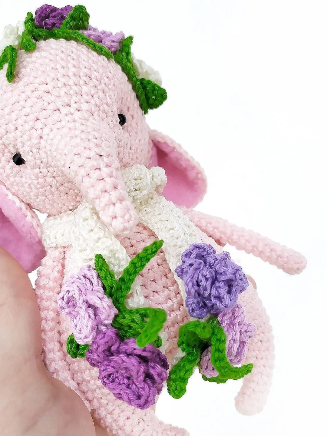 Amigurumi Elephant with flowers PATTERN PDF Pink elephant crochet toy ...