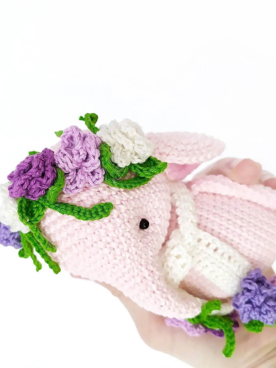 Amigurumi Elephant with flowers PATTERN PDF Pink elephant crochet toy ...