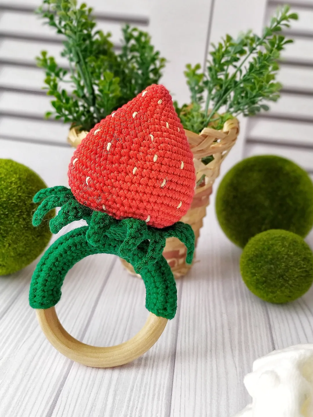 Crochet Strawberry Rattle Toy PATTERN Amigurumi Strawberries Baby ...