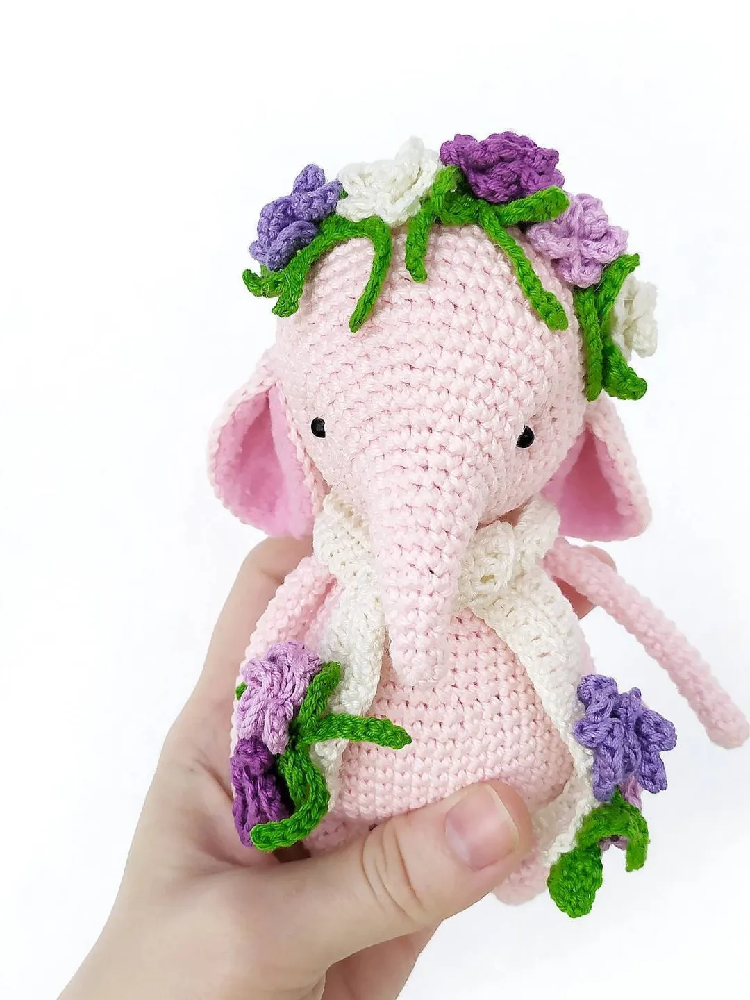 Amigurumi Elephant with flowers PATTERN PDF Pink elephant crochet toy ...