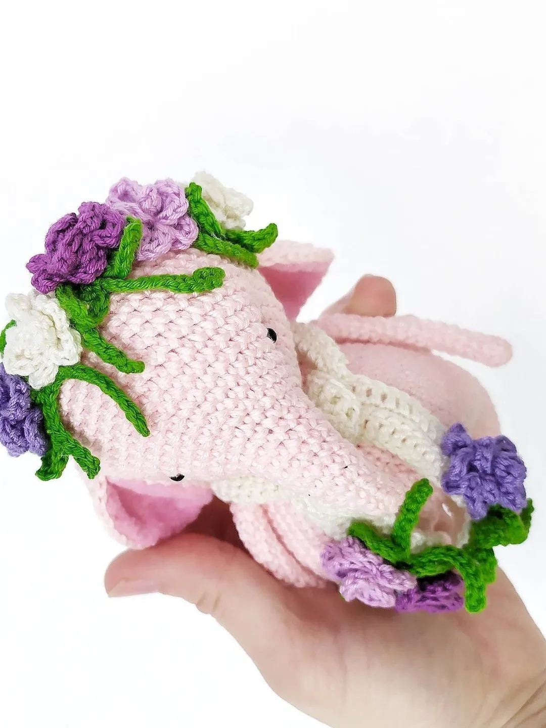 Amigurumi Elephant with flowers PATTERN PDF Pink elephant crochet toy ...