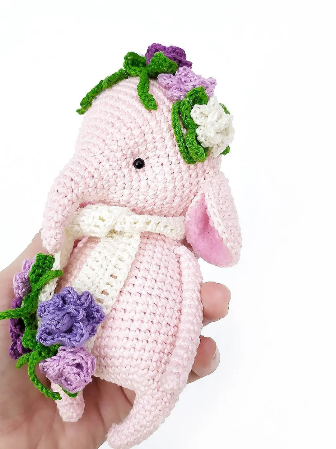 Amigurumi Elephant with flowers PATTERN PDF Pink elephant crochet toy ...