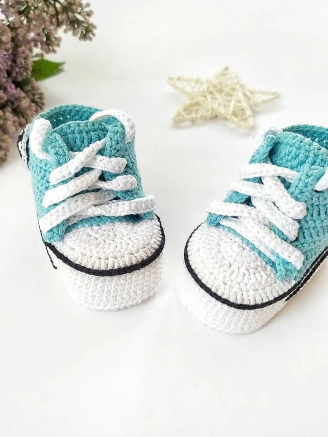 Blue Crochet Converse Baby boy Gift Baby boy booties New baby box