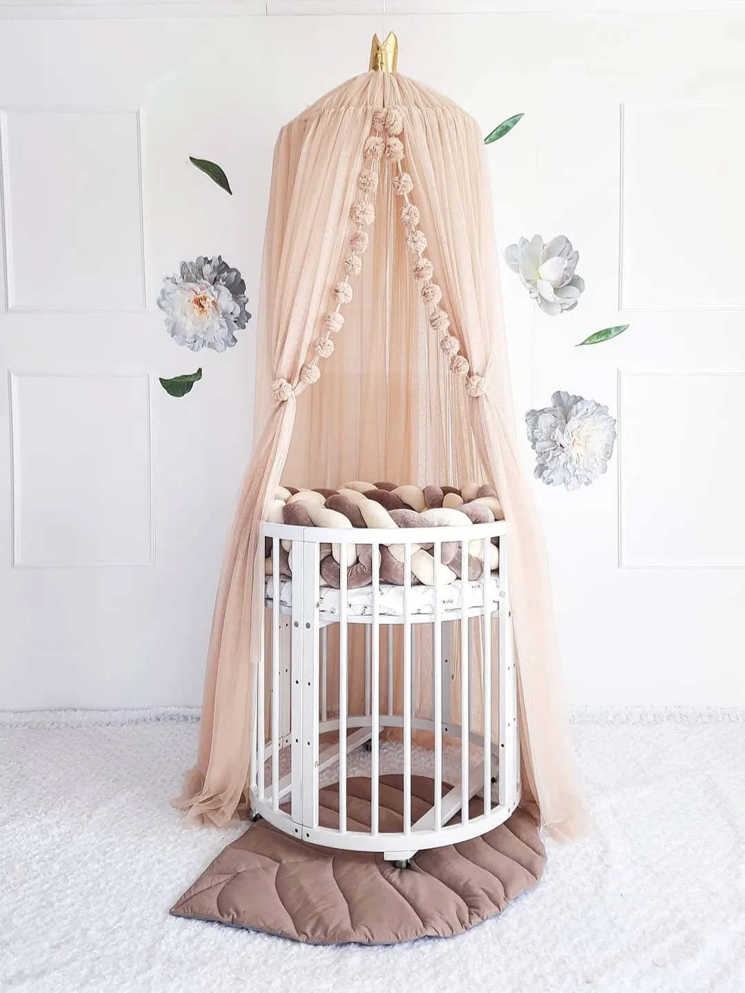 Pom Pom canopy, Baby girl baldachin, Cozy baby bedroom, Bedtime, Canopy play tent, Bed accessories, Canopy bed for kids, White canopy