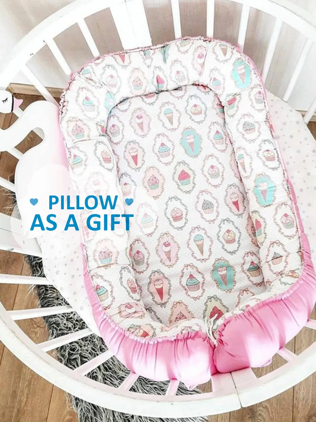 Baby nest newborn, Double sided baby nest, baby positioner, babynest , premature lounger , baby lounger  + Pillow as a gift!!!