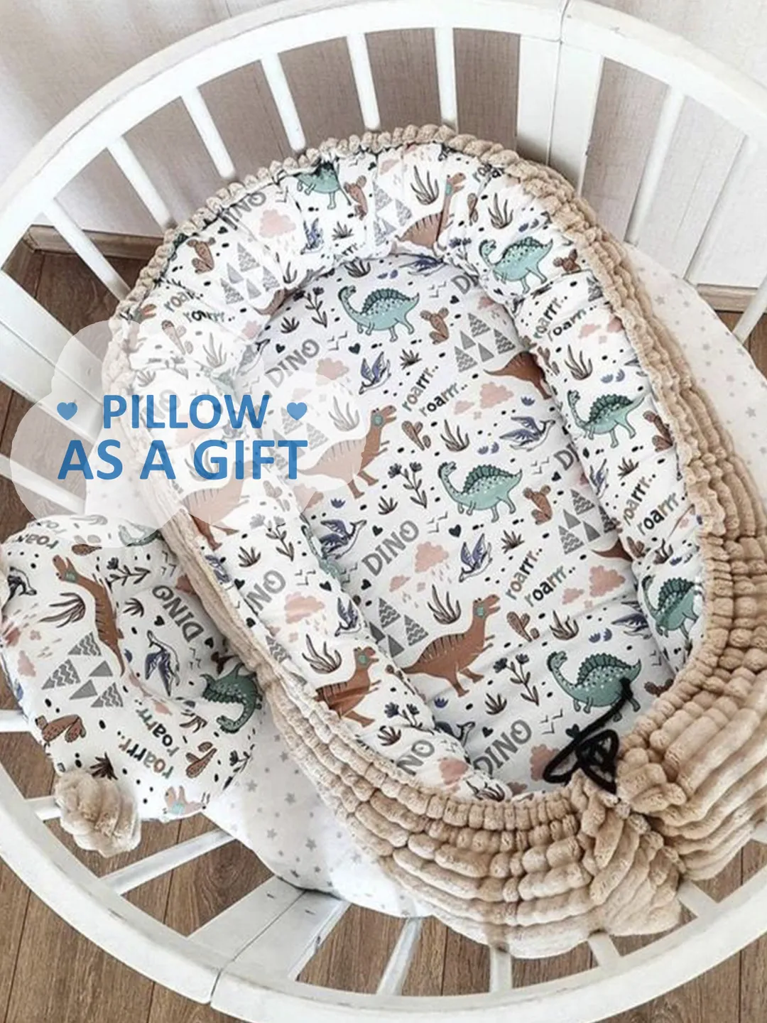 Pillow as a gift! Baby nest newborn -  toddler, ready to ship,  double sided minky baby nest, baby positioner + Pillow as a gift!!!