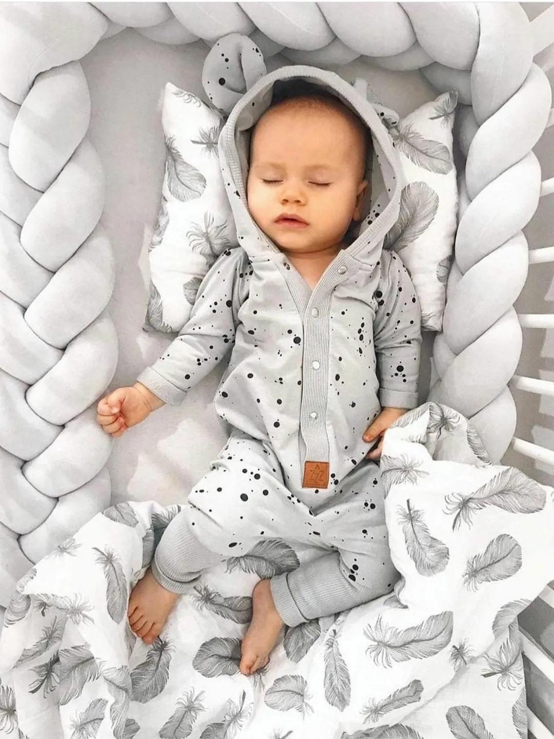 Braided crib bumper for cot, crib, cradle and nursery decor, Knot Pillow, Knot Cushion, Decorative Pillow, Toddler Bed Bumper, Crib Bedding