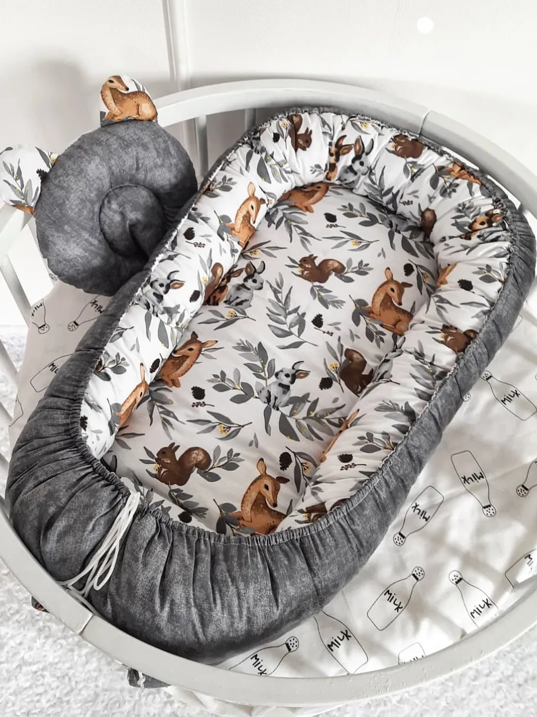 Baby nest newborn -  toddler, ready to ship,  double sided baby nest, baby positioner + Pillow as a gift!!!