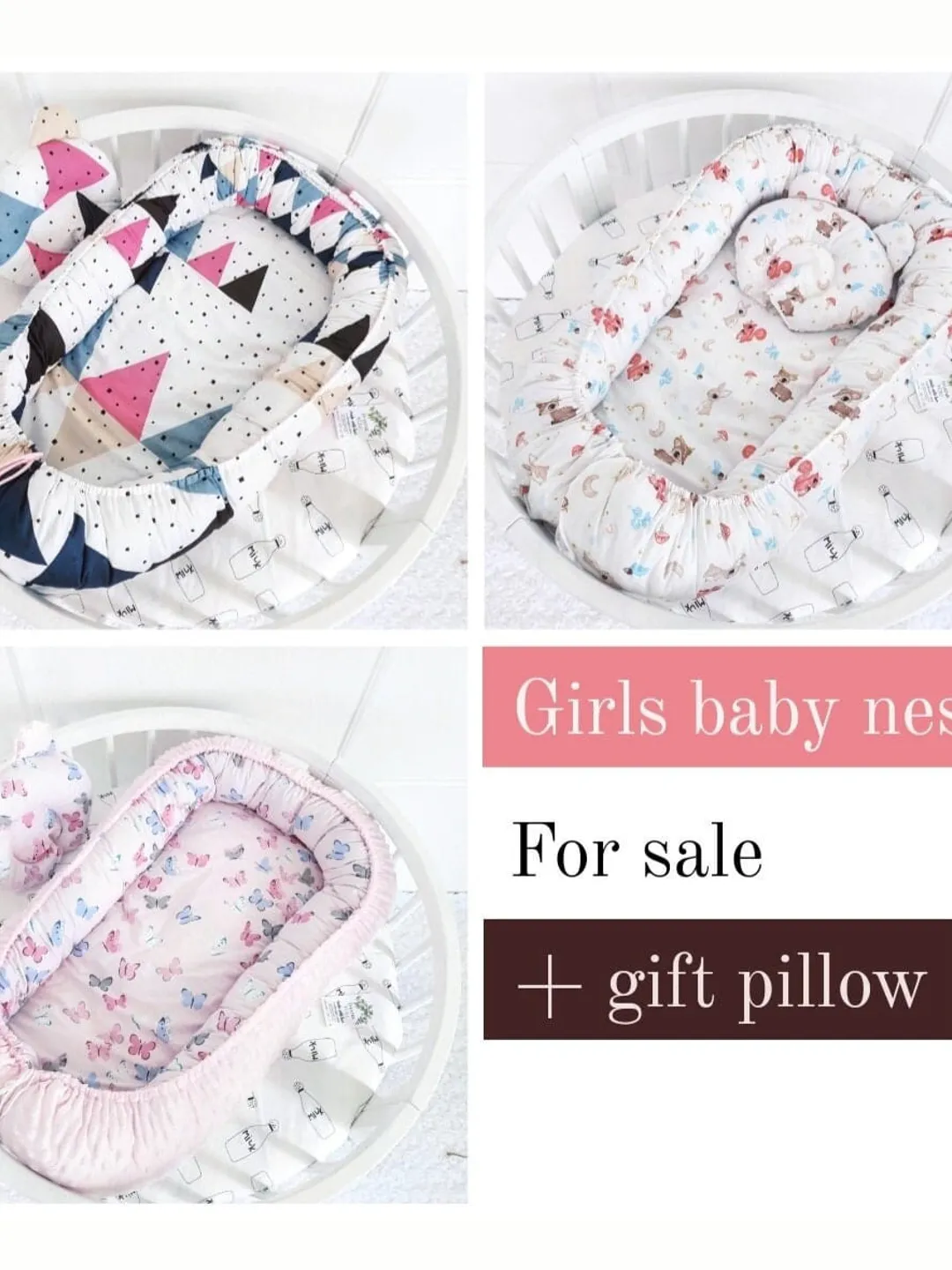 Baby nest newborn, White Baby Nest, baby positioner, baby cocoon, baby bed, Co sleeper, baby sleep nest + Pillow as a gift!!!