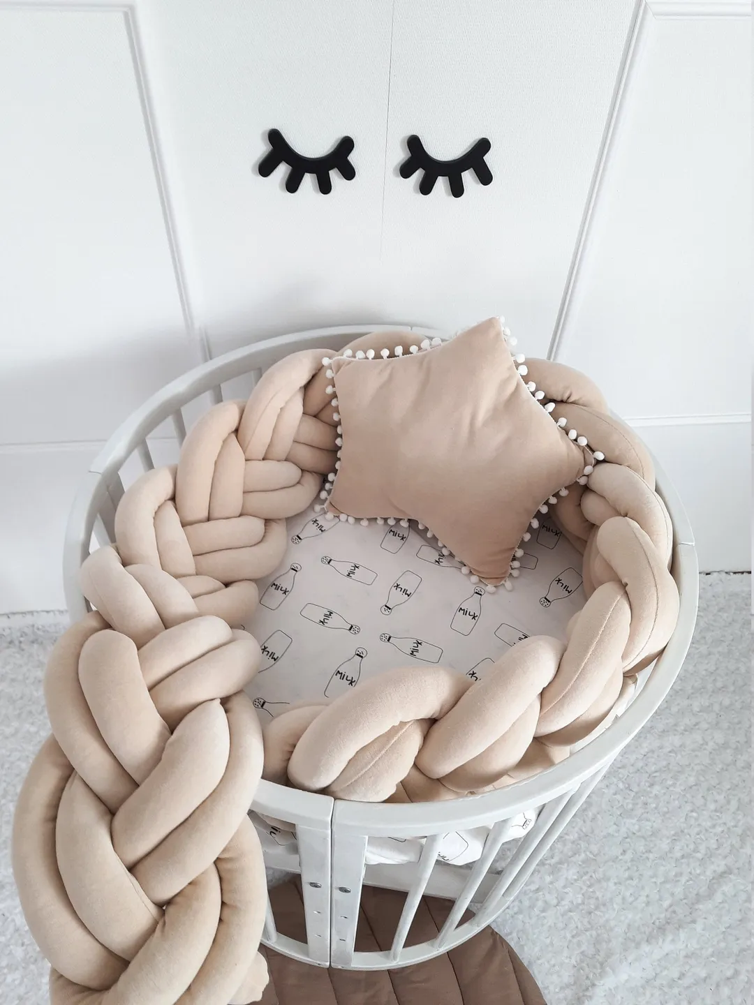 Braided bumper, Crib bedding, double braided, cot bumper, kids room decor, crib bumper pads, crib bumper for girl, cot bumper pads