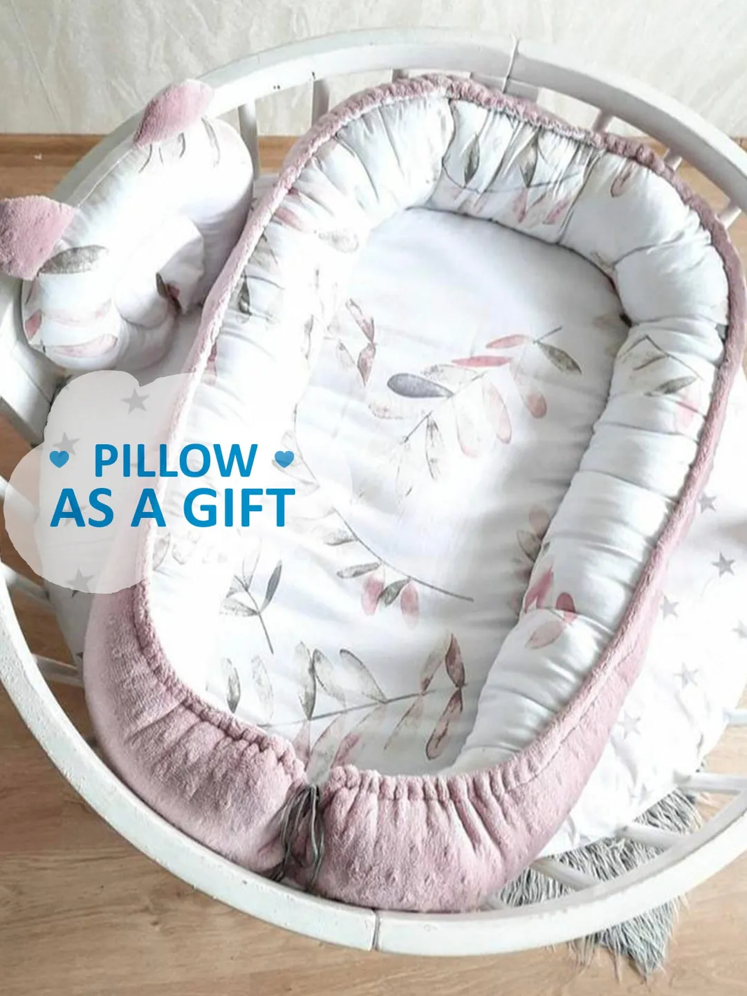 Baby nest newborn -  toddler, ready to ship,  double sided minky baby nest, baby positioner + Pillow as a gift!!!