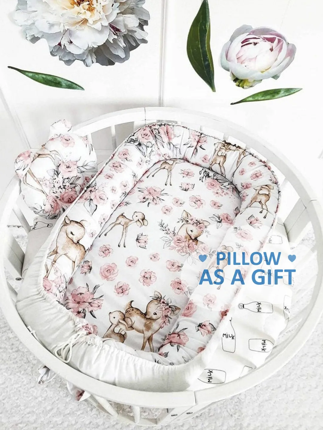 Pillow as a gift! Baby nest newborn -  toddler, ready to ship,  double sided baby nest, baby positioner + Pillow as a gift!!!