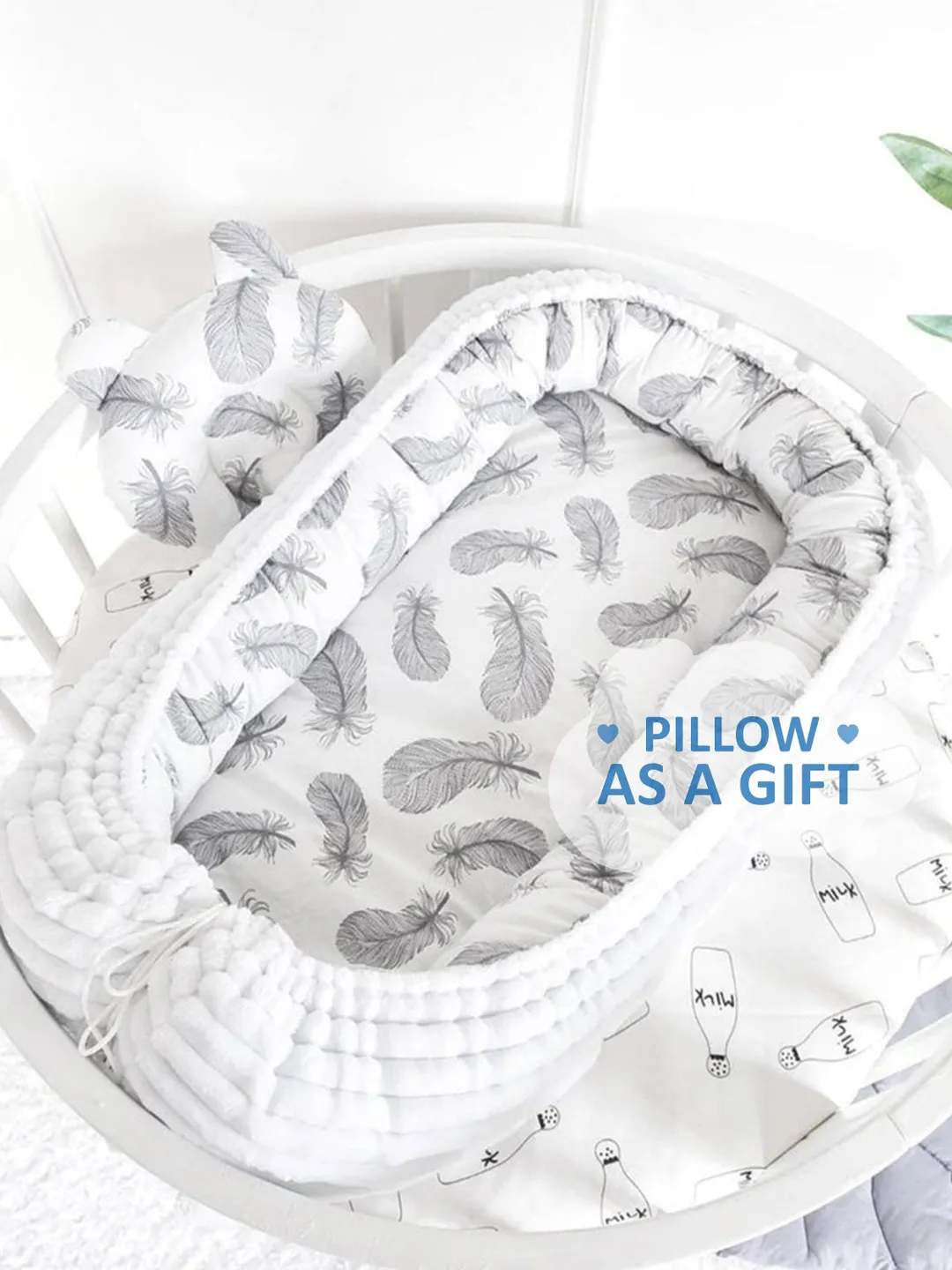 Pillow as a gift! Baby nest newborn -  toddler, ready to ship,  double sided minky baby nest, baby positioner + Pillow as a gift!!!