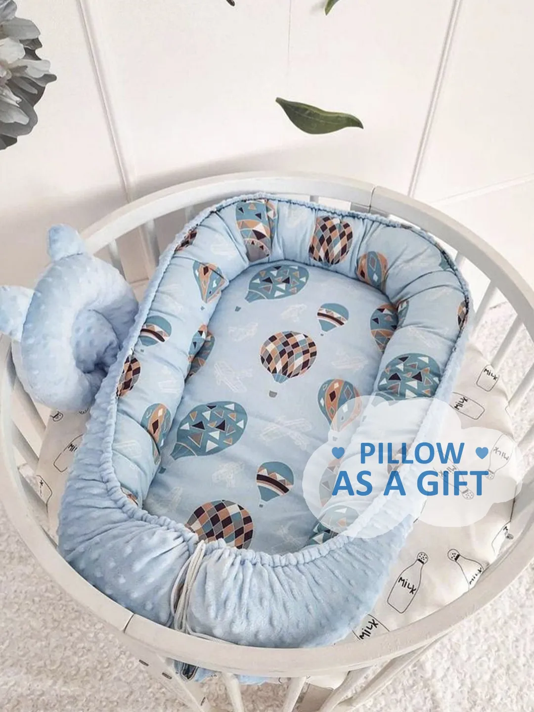 Pillow as a gift! Baby nest newborn -  toddler, ready to ship,  double sided baby nest, baby positioner + Pillow as a gift!!!