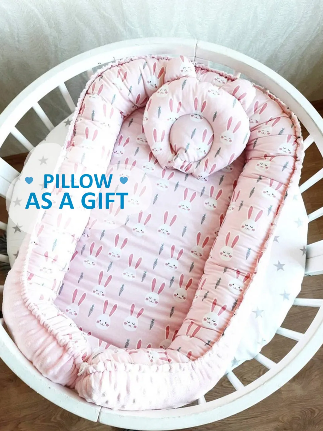 Baby nest newborn, Double sided minky baby nest, baby positioner, Travel bed for baby, babyshower gift idea + Pillow as a gift!!!