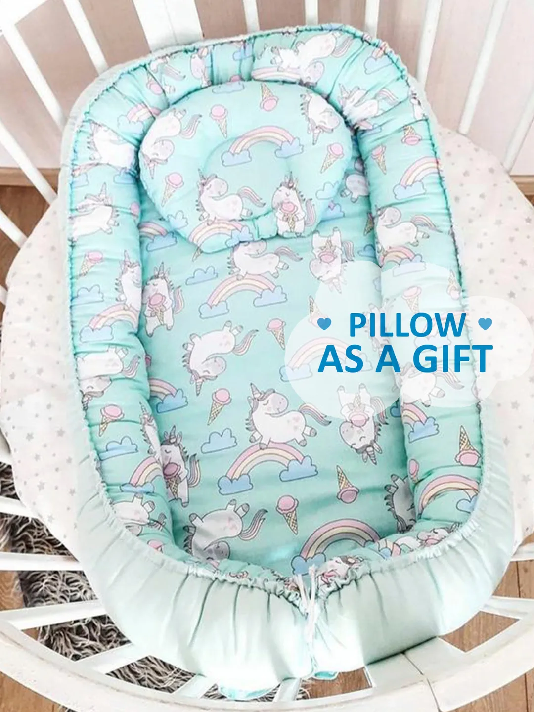 Baby nest newborn, baby positioner, newborn nest , cotton babynest, Infant Lounger, Newborn Lounger, Co-Sleeper + Pillow as a gift!!!