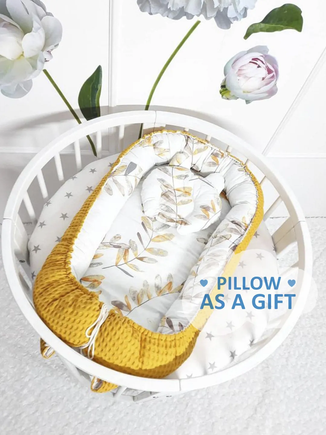 Pillow as a gift! Baby nest newborn -  toddler, ready to ship,  double sided minky baby nest, baby positioner + Pillow as a gift!!!