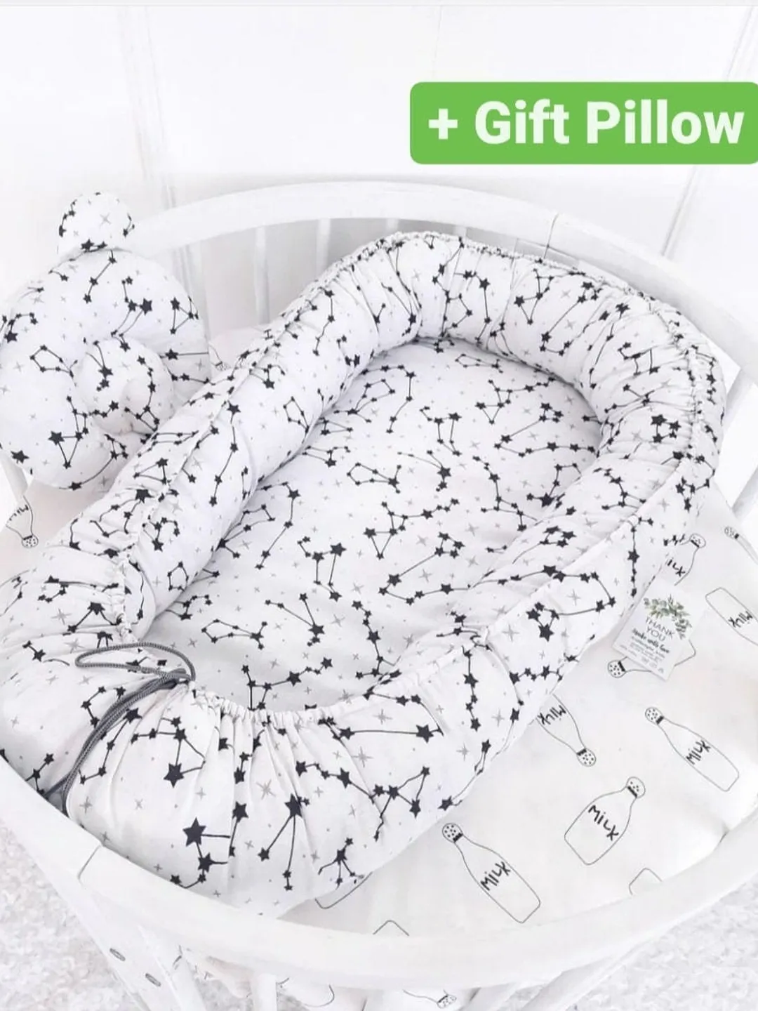 Baby nest newborn, Toddler, White Baby Nest, baby positioner, baby cocoon, baby bed, Co sleeper, baby sleep nest + Pillow as a gift!!!
