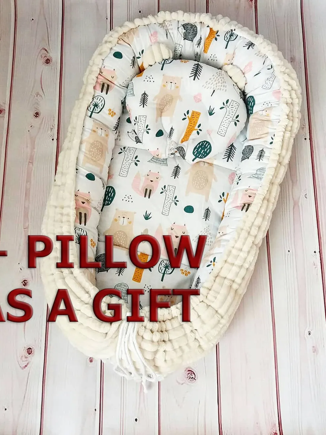 Baby nest newborn, double sided minky baby nest, Newborn Baby Lounger, Baby Bed, Snuggle Nest, baby positioner + Pillow as a gift!!!