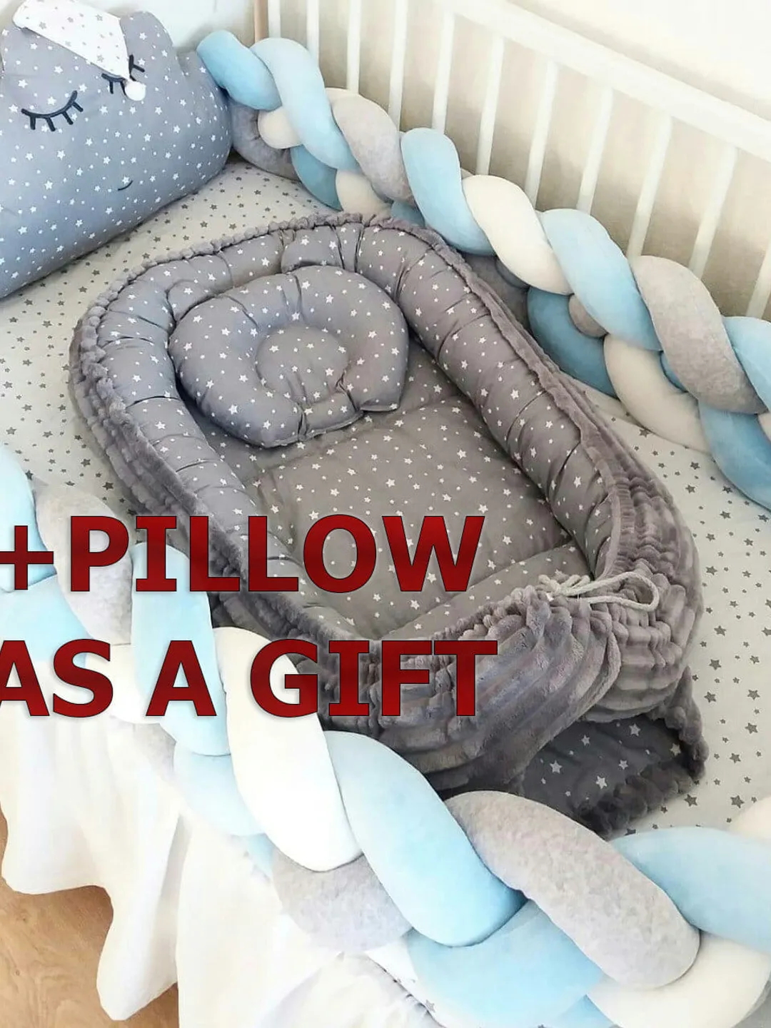 Ready to Ship! Baby nest newborn -  toddler, ready to ship,  double sided minky baby nest, baby positioner + Pillow as a gift!!!