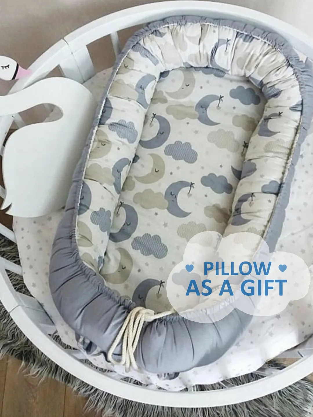 Baby nest newborn , Baby Shower Gift,  Baby Nest, Ready to Ship,  Double Sided  Babynest, Baby Positioner + Pillow as a gift!!!