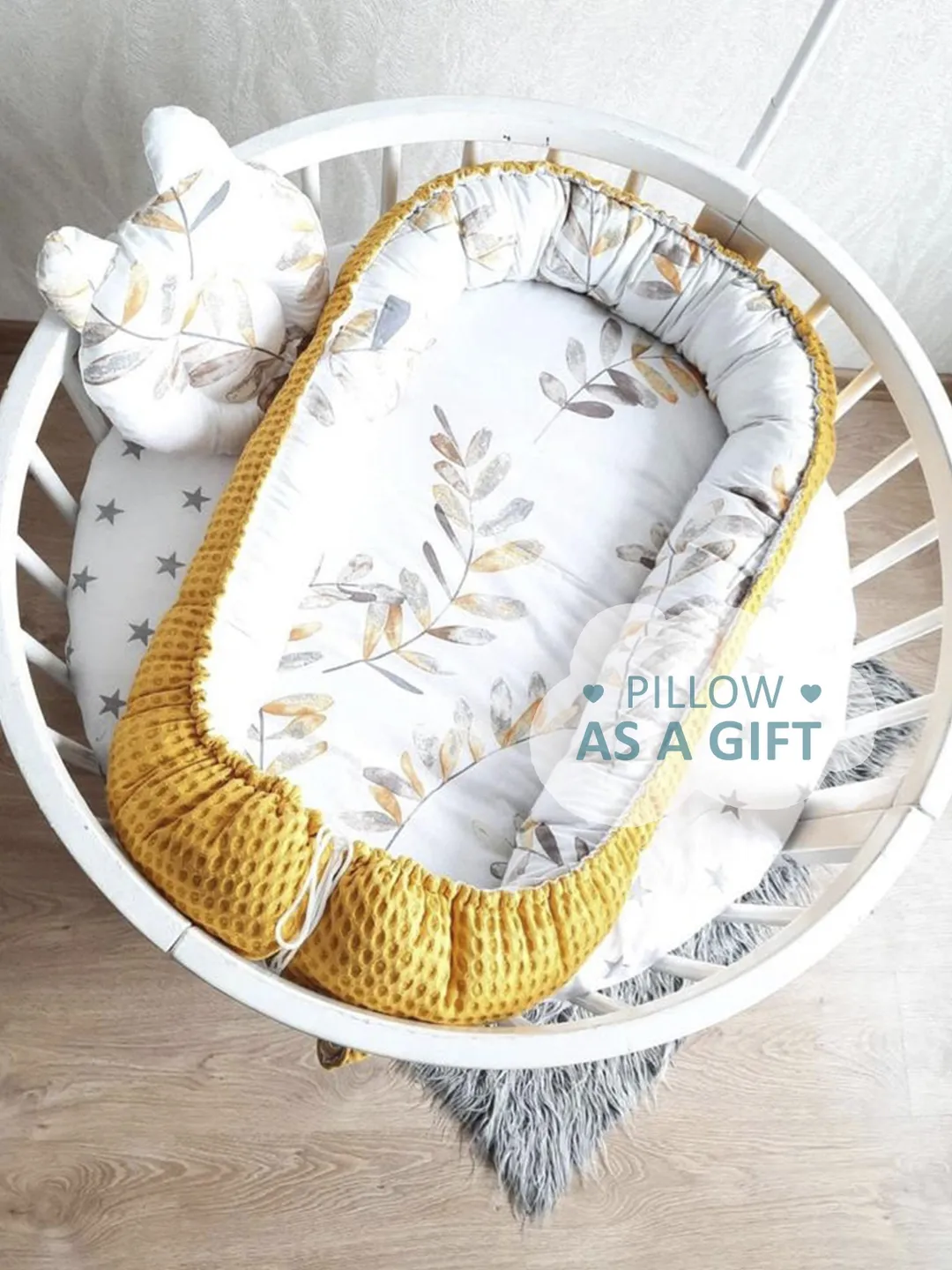 Baby nest newborn, co sleeper portable,  toddler, ready to ship,  double sided minky baby nest, baby positioner + Pillow as a gift!!!