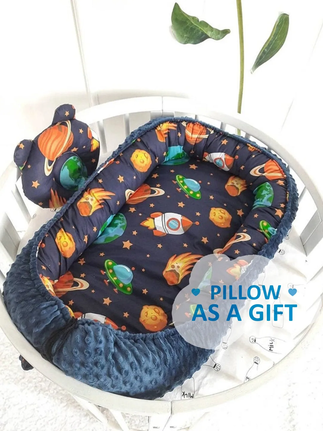 Baby nest newborn, Space Print,Baby Bed, Baby Girl Shower Gift, Baby Lounger, Bedding, Baby Baby Nest, Baby Boy gift  + Pillow as a gift!!!