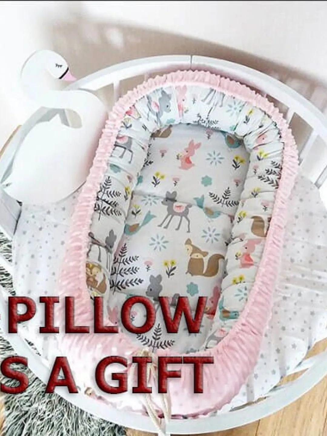 Pillow as a gift! Baby nest newborn -  toddler, ready to ship,  double sided minky baby nest, baby positioner + Pillow as a gift!!!