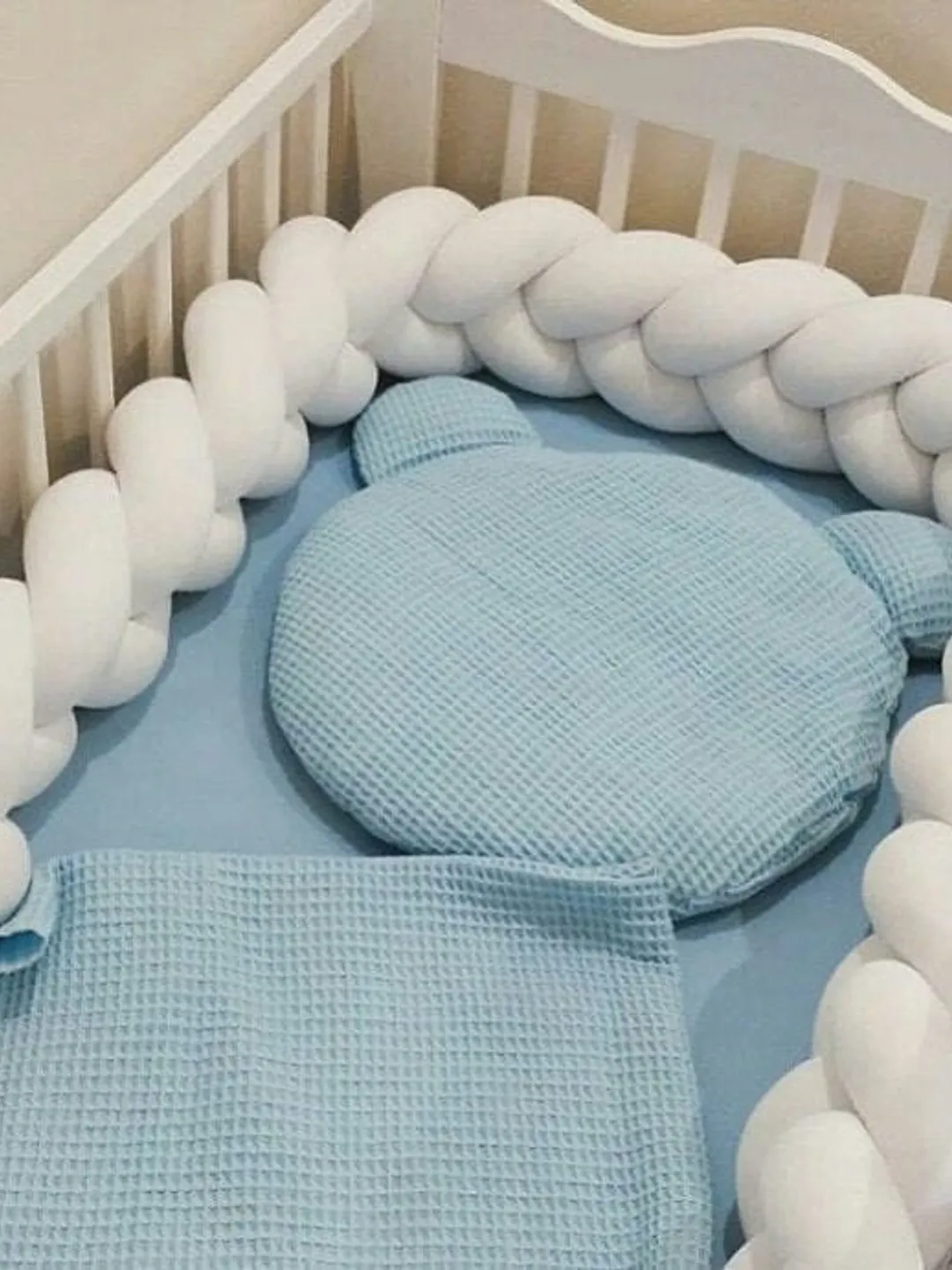 Braided cotton crib, bumper for cot, crib, cradle and nursery decor, Cot bedding Nursery decor Baby Shower Gift Braided cot pads