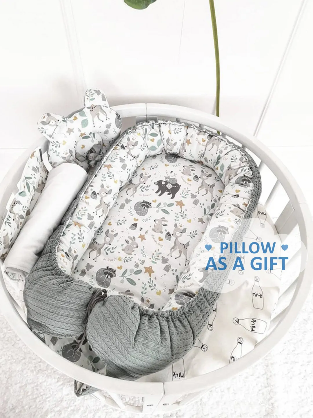 Pillow as a gift! Baby nest newborn -  toddler, ready to ship,  double sided minky baby nest, baby positioner + Pillow as a gift!!!