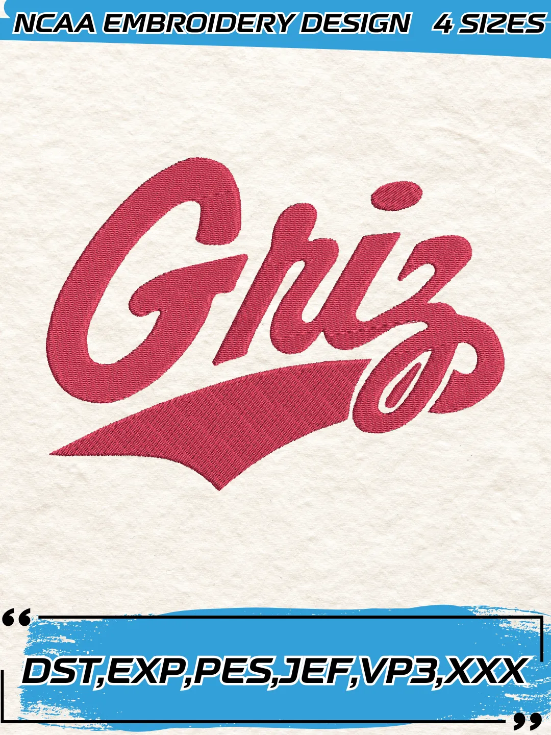 Montana Grizzlies Embroidery Design,NCAA Logo Embroidery Design,Machine Embroidery Design File,4 Sizes, Digital Download