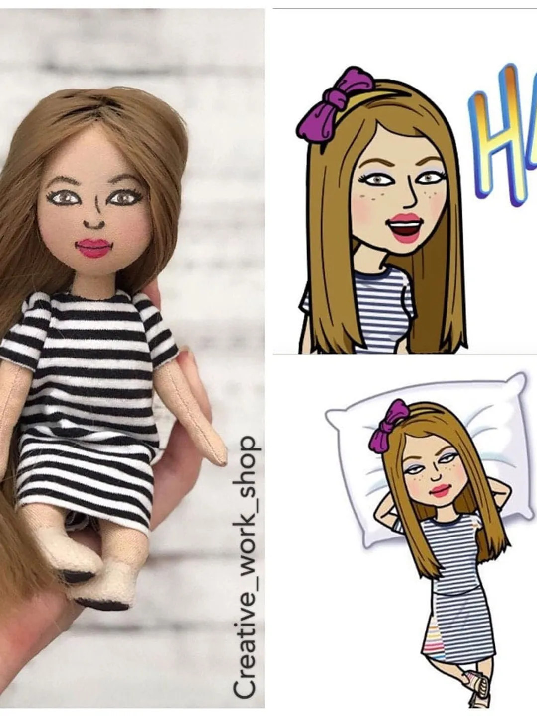 Custom Portrait Doll - Handmade Portrait doll - Personalized doll - Sculptured Doll By Photo - Doll by photo - Bitmoji gift - OOAK doll ART