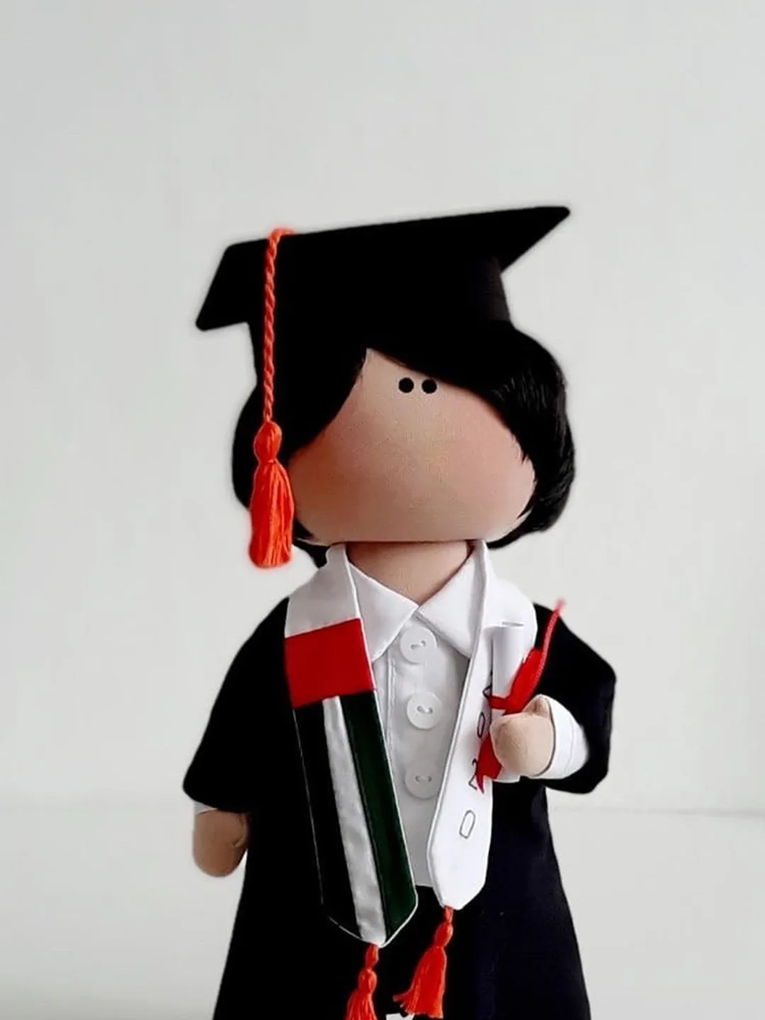 Graduate Art Doll, Student Tilda Doll, Black Color Doll, Portrait Doll by Photo, Handmade Cloth Doll, Teen Rag Doll by Svetlana (KZ )