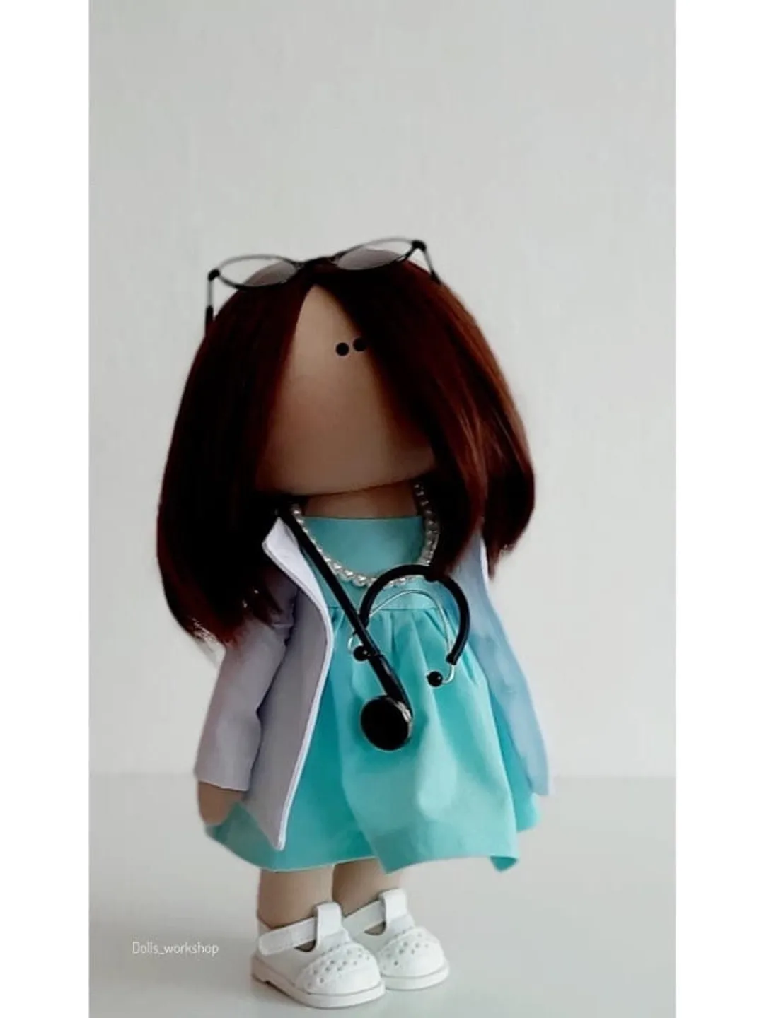 Portrait doll curly Doll Medical care. Doctor Doll Handmade, Nurse Work Doll, Medical Worker Doll,Custom Made Doll, Individual Doll by Photo