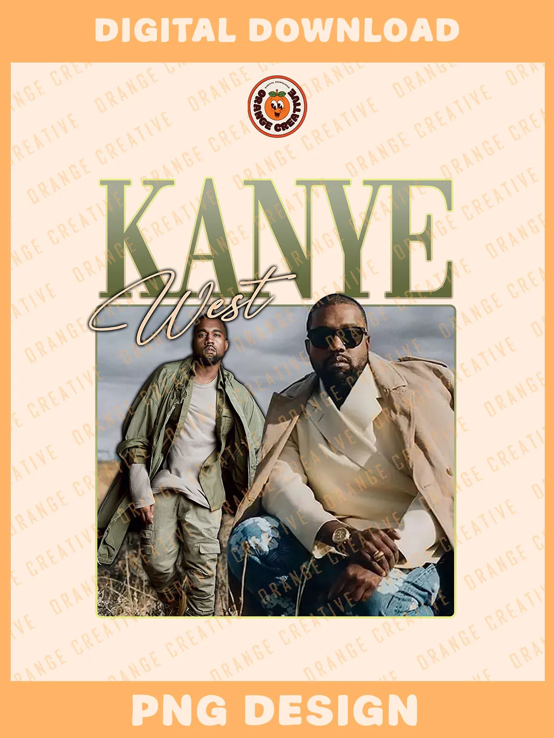 Ka.nye West Rapper Bootleg Collage PNG, Rap Bootleg Template, Graphic ...