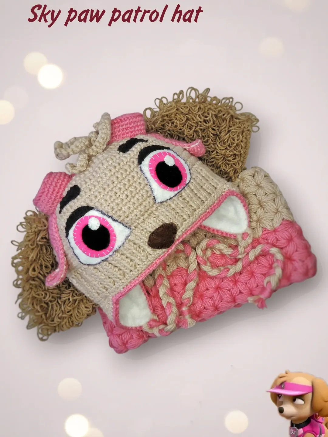 hat and snood set knitting Sky hat baby winter hat knit beanie with ears halloween hat for adults paw patrol costume Warm hat Photo shoot accessory