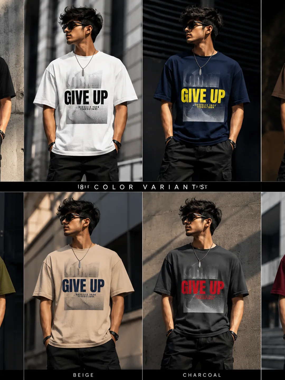 Give Up Blue Halftone Graphic T Shirt
