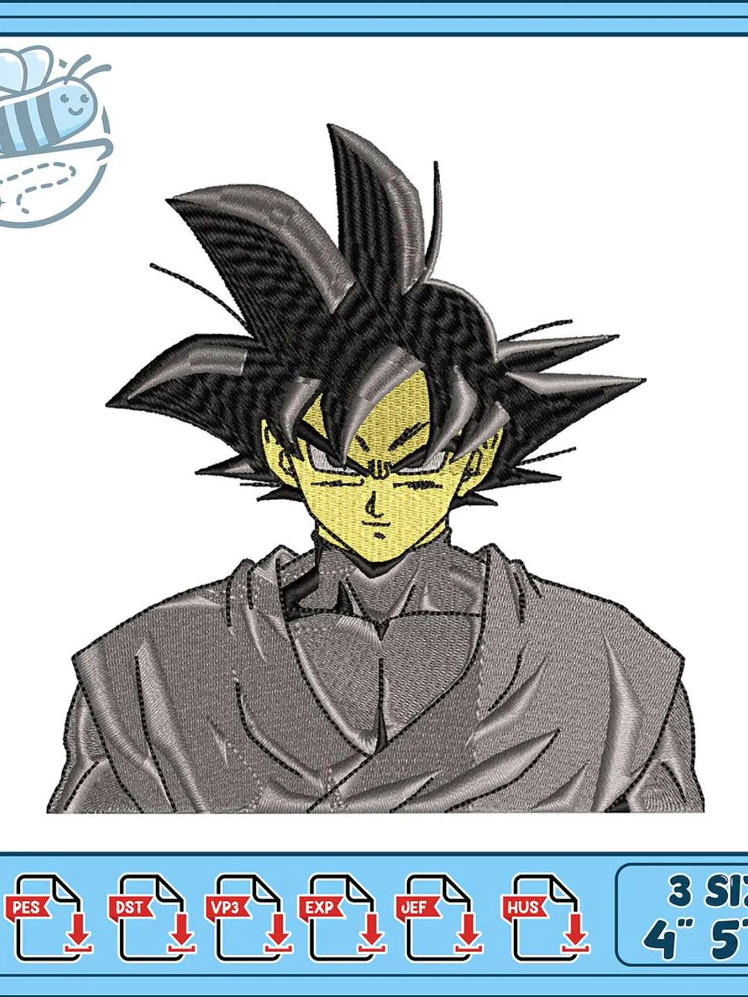 Goku Black Embroidery Design, Dragon Ball Super Machine Embroidery File, Anime Character Portrait, Instant Download
