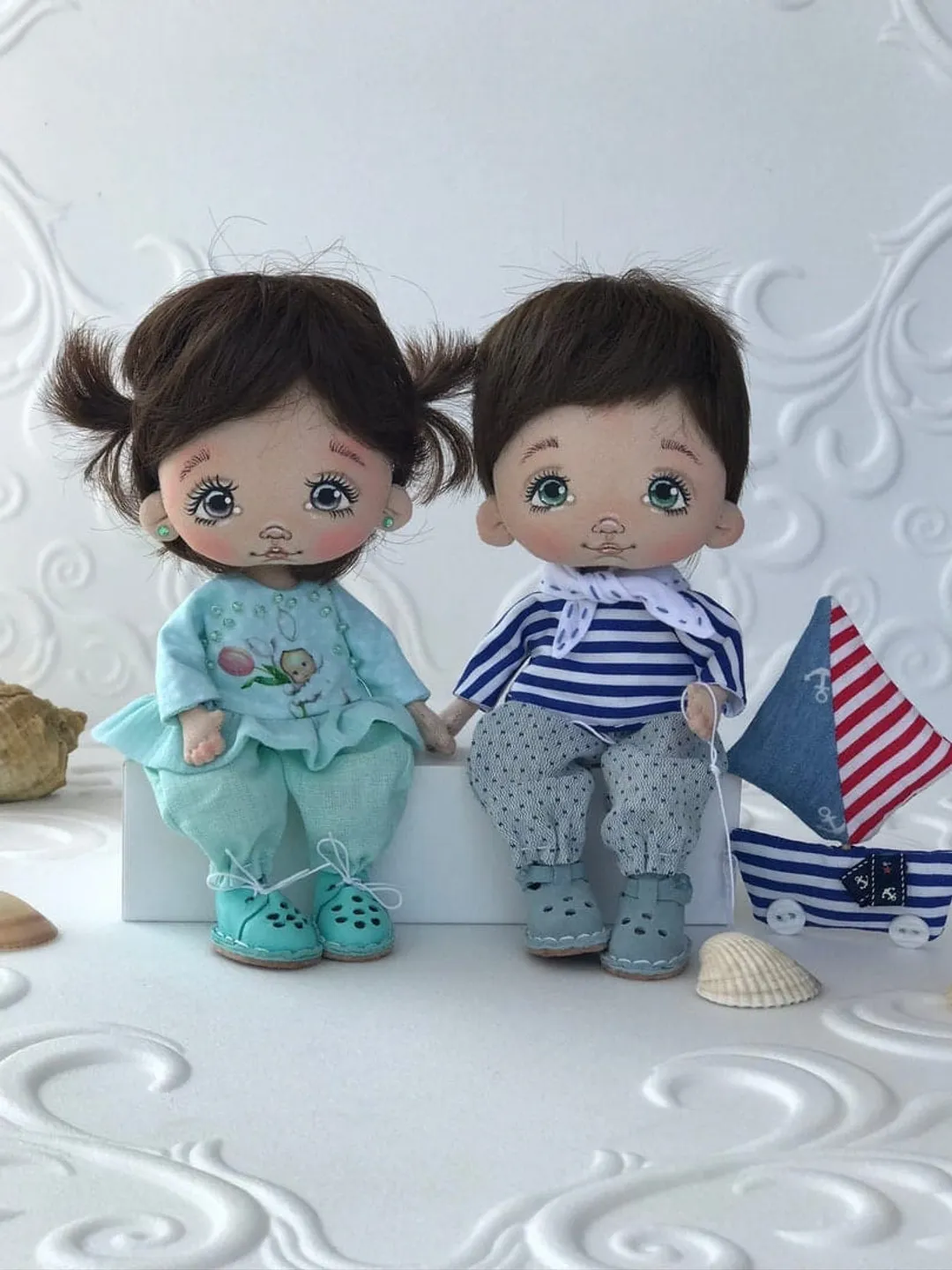 Doll 17 cm (6,6") Cloth doll Blond wavy hair Tilda doll Handmade doll Rag doll Gift doll Handmade Fabric doll Textile doll First doll