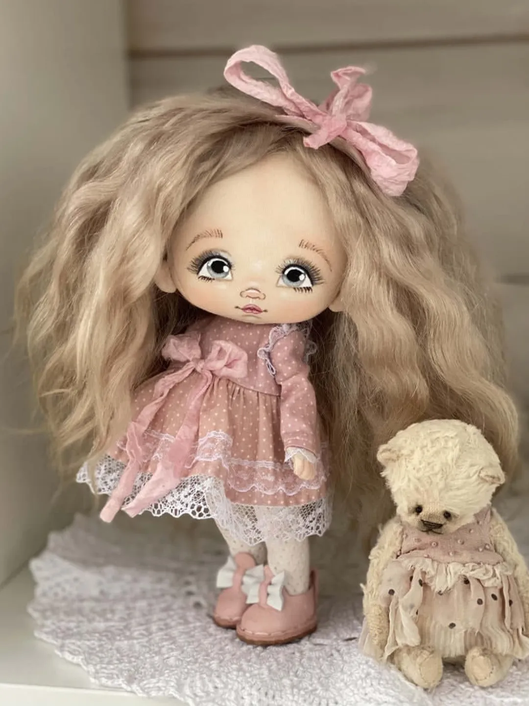 Cloth doll Blond wavy hair Tilda doll Handmade doll Rag doll Gift doll Handmade Fabric doll Textile doll First doll Fabric doll Interior dol