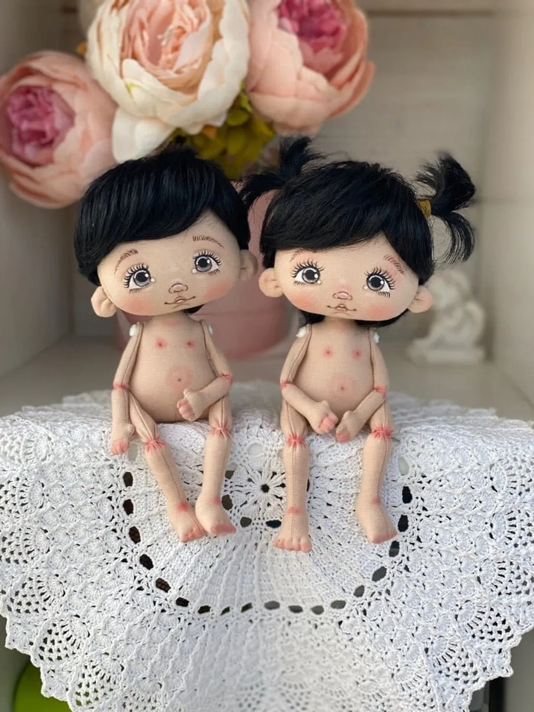 Doll 17 cm (6,6") Cloth doll Blond wavy hair Tilda doll Handmade doll Rag doll Gift doll Handmade Fabric doll Textile doll First doll