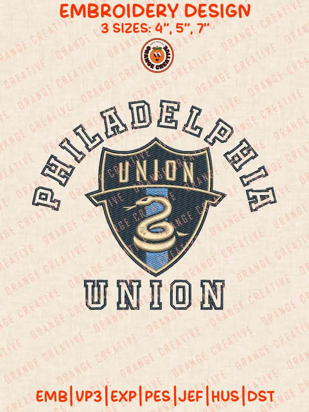Philadelphia Union Word Logo Embroidery Files, Philadelphia Union Embroidery Designs, League Soccer Machine Embroidery Files, MLS Philadelphia Union Logo Machine Embroidery, 3 sizes, Digital Download