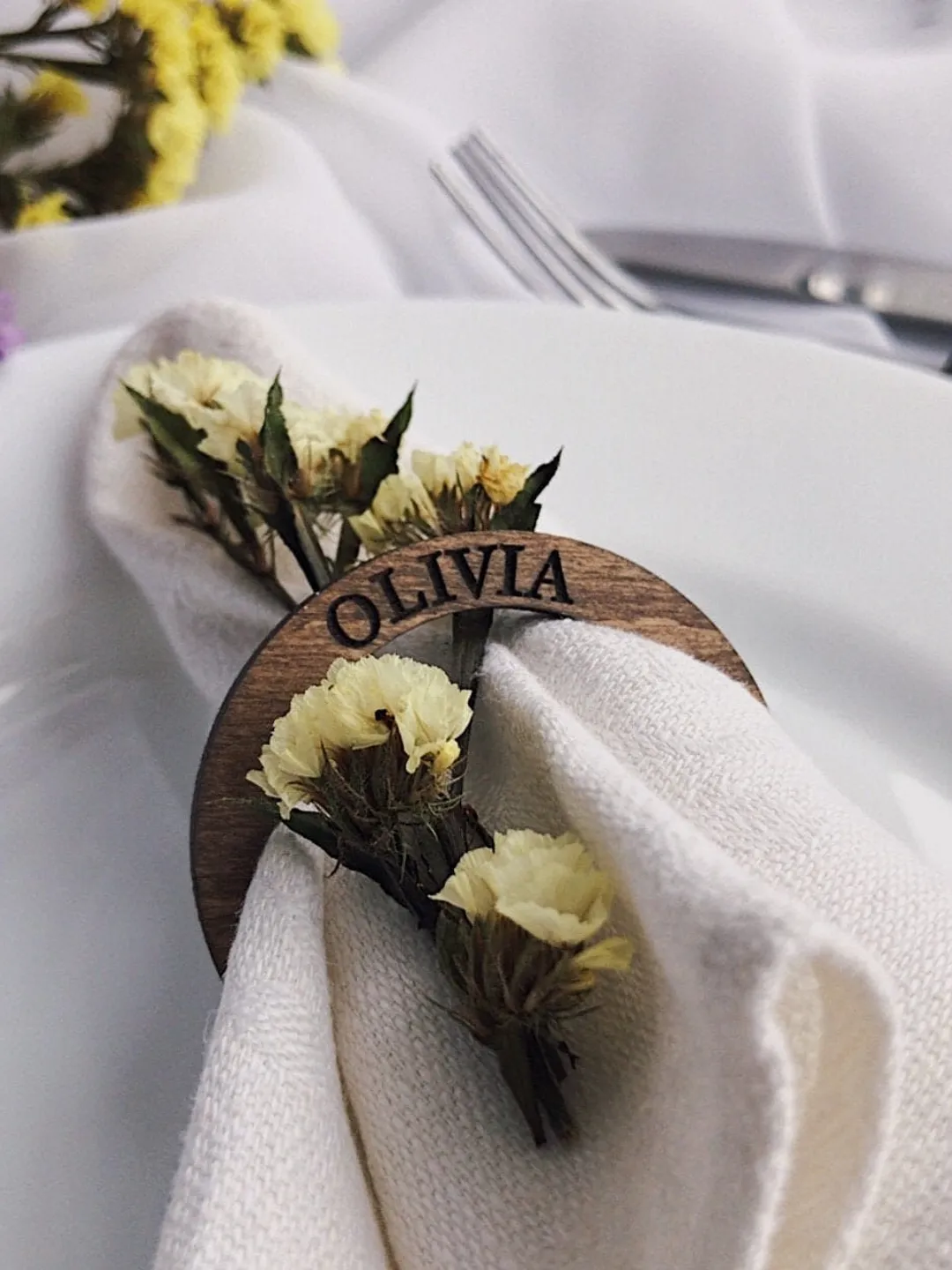 Name Place Card In Bulk, Wedding Guest Favor, Personalized Set of Napkin Rings