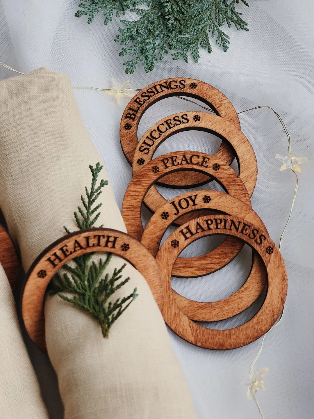Custom Table Décor, Set of 21 Napkin Rings, Thanksgiving Décor, Wooden Engraved Napkin Holder