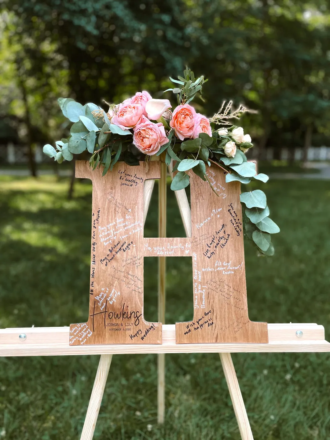 Letter Guest Book for Wedding, Custom Name Engraved Wooden Letter, Guest Book Alternative